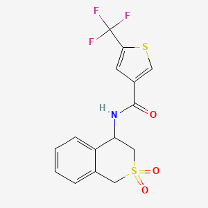 molecular formula C15H12F3NO3S2 B6950806 N-(2,2-dioxo-3,4-dihydro-1H-isothiochromen-4-yl)-5-(trifluoromethyl)thiophene-3-carboxamide 