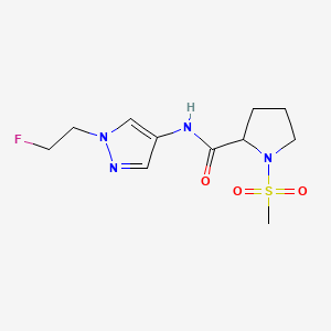 molecular formula C11H17FN4O3S B6950829 N-[1-(2-fluoroethyl)pyrazol-4-yl]-1-methylsulfonylpyrrolidine-2-carboxamide 
