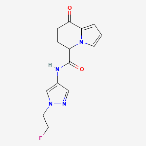 molecular formula C14H15FN4O2 B6950849 N-[1-(2-fluoroethyl)pyrazol-4-yl]-8-oxo-6,7-dihydro-5H-indolizine-5-carboxamide 