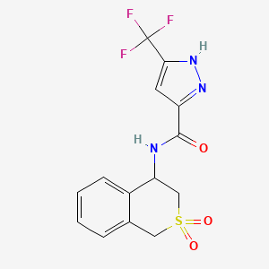 molecular formula C14H12F3N3O3S B6950904 N-(2,2-dioxo-3,4-dihydro-1H-isothiochromen-4-yl)-5-(trifluoromethyl)-1H-pyrazole-3-carboxamide 