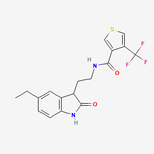 molecular formula C18H17F3N2O2S B6950907 N-[2-(5-ethyl-2-oxo-1,3-dihydroindol-3-yl)ethyl]-4-(trifluoromethyl)thiophene-3-carboxamide 
