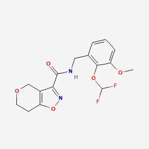 molecular formula C16H16F2N2O5 B6950917 N-[[2-(difluoromethoxy)-3-methoxyphenyl]methyl]-6,7-dihydro-4H-pyrano[3,4-d][1,2]oxazole-3-carboxamide 