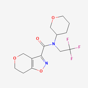molecular formula C14H17F3N2O4 B6950922 N-(oxan-3-yl)-N-(2,2,2-trifluoroethyl)-6,7-dihydro-4H-pyrano[3,4-d][1,2]oxazole-3-carboxamide 