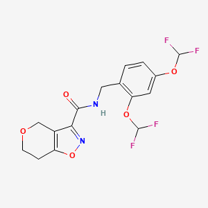 molecular formula C16H14F4N2O5 B6950933 N-[[2,4-bis(difluoromethoxy)phenyl]methyl]-6,7-dihydro-4H-pyrano[3,4-d][1,2]oxazole-3-carboxamide 