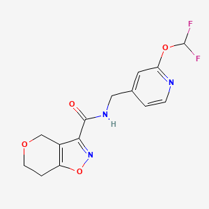 molecular formula C14H13F2N3O4 B6950955 N-[[2-(difluoromethoxy)pyridin-4-yl]methyl]-6,7-dihydro-4H-pyrano[3,4-d][1,2]oxazole-3-carboxamide 