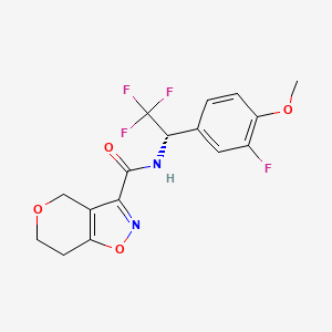 molecular formula C16H14F4N2O4 B6950959 N-[(1S)-2,2,2-trifluoro-1-(3-fluoro-4-methoxyphenyl)ethyl]-6,7-dihydro-4H-pyrano[3,4-d][1,2]oxazole-3-carboxamide 
