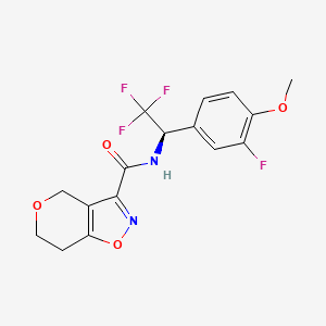 molecular formula C16H14F4N2O4 B6950967 N-[(1R)-2,2,2-trifluoro-1-(3-fluoro-4-methoxyphenyl)ethyl]-6,7-dihydro-4H-pyrano[3,4-d][1,2]oxazole-3-carboxamide 