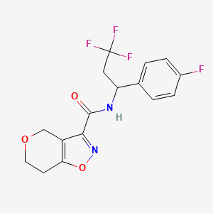 molecular formula C16H14F4N2O3 B6950973 N-[3,3,3-trifluoro-1-(4-fluorophenyl)propyl]-6,7-dihydro-4H-pyrano[3,4-d][1,2]oxazole-3-carboxamide 