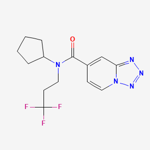 molecular formula C14H16F3N5O B6950979 N-cyclopentyl-N-(3,3,3-trifluoropropyl)tetrazolo[1,5-a]pyridine-7-carboxamide 