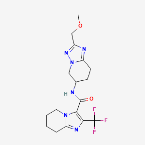 molecular formula C17H21F3N6O2 B6950990 N-[2-(methoxymethyl)-5,6,7,8-tetrahydro-[1,2,4]triazolo[1,5-a]pyridin-6-yl]-2-(trifluoromethyl)-5,6,7,8-tetrahydroimidazo[1,2-a]pyridine-3-carboxamide 