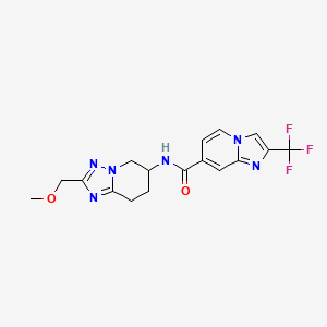 molecular formula C17H17F3N6O2 B6950997 N-[2-(methoxymethyl)-5,6,7,8-tetrahydro-[1,2,4]triazolo[1,5-a]pyridin-6-yl]-2-(trifluoromethyl)imidazo[1,2-a]pyridine-7-carboxamide 