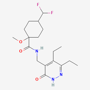 molecular formula C18H27F2N3O3 B6951018 N-[(3,4-diethyl-6-oxo-1H-pyridazin-5-yl)methyl]-4-(difluoromethyl)-1-methoxycyclohexane-1-carboxamide 