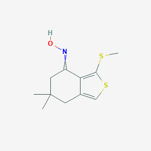 molecular formula C11H15NOS2 B069511 N-(6,6-dimethyl-3-methylsulfanyl-5,7-dihydro-2-benzothiophen-4-ylidene)hydroxylamine CAS No. 175202-71-8