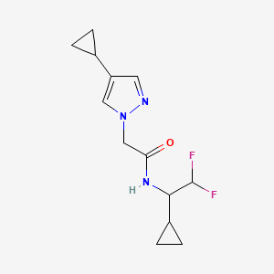 molecular formula C13H17F2N3O B6951203 N-(1-cyclopropyl-2,2-difluoroethyl)-2-(4-cyclopropylpyrazol-1-yl)acetamide 
