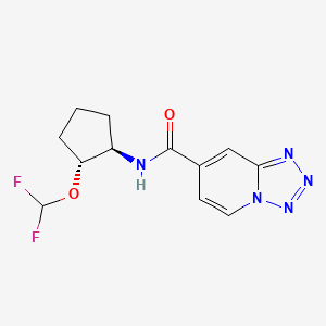 molecular formula C12H13F2N5O2 B6951208 N-[(1R,2R)-2-(difluoromethoxy)cyclopentyl]tetrazolo[1,5-a]pyridine-7-carboxamide 
