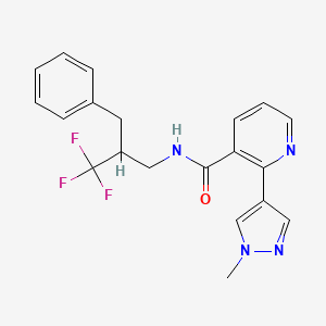molecular formula C20H19F3N4O B6951250 N-(2-benzyl-3,3,3-trifluoropropyl)-2-(1-methylpyrazol-4-yl)pyridine-3-carboxamide 
