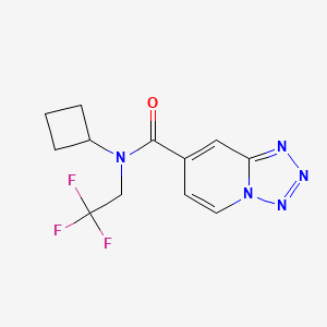 molecular formula C12H12F3N5O B6951493 N-cyclobutyl-N-(2,2,2-trifluoroethyl)tetrazolo[1,5-a]pyridine-7-carboxamide 