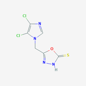 molecular formula C6H4Cl2N4OS B069515 5-[(4,5-dichloro-1H-imidazol-1-yl)methyl]-1,3,4-oxadiazole-2-thiol CAS No. 175201-82-8