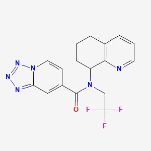 molecular formula C17H15F3N6O B6951510 N-(5,6,7,8-tetrahydroquinolin-8-yl)-N-(2,2,2-trifluoroethyl)tetrazolo[1,5-a]pyridine-7-carboxamide 