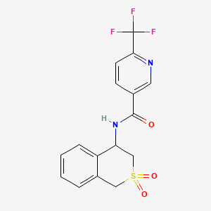 molecular formula C16H13F3N2O3S B6951519 N-(2,2-dioxo-3,4-dihydro-1H-isothiochromen-4-yl)-6-(trifluoromethyl)pyridine-3-carboxamide 