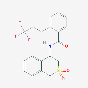 molecular formula C19H18F3NO3S B6951555 N-(2,2-dioxo-3,4-dihydro-1H-isothiochromen-4-yl)-2-(3,3,3-trifluoropropyl)benzamide 