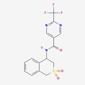 molecular formula C15H12F3N3O3S B6951561 N-(2,2-dioxo-3,4-dihydro-1H-isothiochromen-4-yl)-2-(trifluoromethyl)pyrimidine-5-carboxamide 