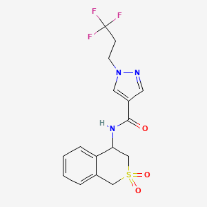 molecular formula C16H16F3N3O3S B6951576 N-(2,2-dioxo-3,4-dihydro-1H-isothiochromen-4-yl)-1-(3,3,3-trifluoropropyl)pyrazole-4-carboxamide 