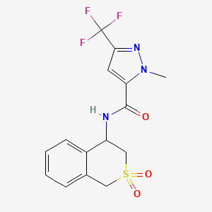 molecular formula C15H14F3N3O3S B6951596 N-(2,2-dioxo-3,4-dihydro-1H-isothiochromen-4-yl)-2-methyl-5-(trifluoromethyl)pyrazole-3-carboxamide 