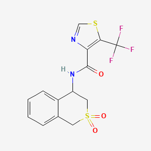 molecular formula C14H11F3N2O3S2 B6951617 N-(2,2-dioxo-3,4-dihydro-1H-isothiochromen-4-yl)-5-(trifluoromethyl)-1,3-thiazole-4-carboxamide 