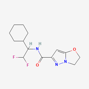 molecular formula C14H19F2N3O2 B6951618 N-(1-cyclohexyl-2,2-difluoroethyl)-2,3-dihydropyrazolo[5,1-b][1,3]oxazole-6-carboxamide 