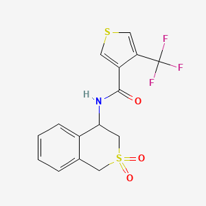 molecular formula C15H12F3NO3S2 B6951623 N-(2,2-dioxo-3,4-dihydro-1H-isothiochromen-4-yl)-4-(trifluoromethyl)thiophene-3-carboxamide 