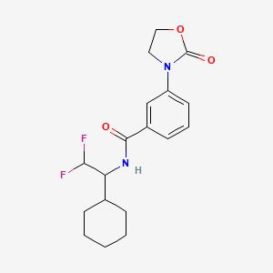 molecular formula C18H22F2N2O3 B6951640 N-(1-cyclohexyl-2,2-difluoroethyl)-3-(2-oxo-1,3-oxazolidin-3-yl)benzamide 
