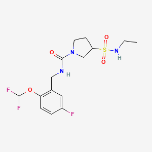molecular formula C15H20F3N3O4S B6951703 N-[[2-(difluoromethoxy)-5-fluorophenyl]methyl]-3-(ethylsulfamoyl)pyrrolidine-1-carboxamide 