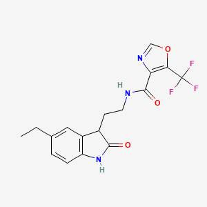 molecular formula C17H16F3N3O3 B6951824 N-[2-(5-ethyl-2-oxo-1,3-dihydroindol-3-yl)ethyl]-5-(trifluoromethyl)-1,3-oxazole-4-carboxamide 