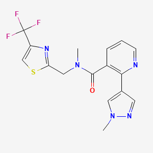 molecular formula C16H14F3N5OS B6951856 N-methyl-2-(1-methylpyrazol-4-yl)-N-[[4-(trifluoromethyl)-1,3-thiazol-2-yl]methyl]pyridine-3-carboxamide 