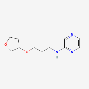 molecular formula C11H17N3O2 B6952071 N-[3-(oxolan-3-yloxy)propyl]pyrazin-2-amine 