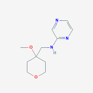 molecular formula C11H17N3O2 B6952093 N-[(4-methoxyoxan-4-yl)methyl]pyrazin-2-amine 