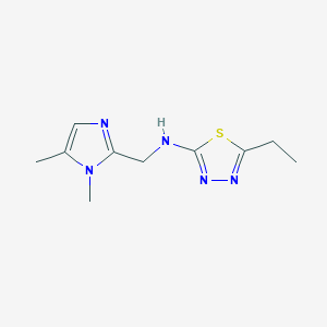 molecular formula C10H15N5S B6952098 N-[(1,5-dimethylimidazol-2-yl)methyl]-5-ethyl-1,3,4-thiadiazol-2-amine 
