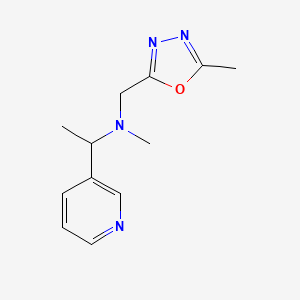 molecular formula C12H16N4O B6952141 N-methyl-N-[(5-methyl-1,3,4-oxadiazol-2-yl)methyl]-1-pyridin-3-ylethanamine 