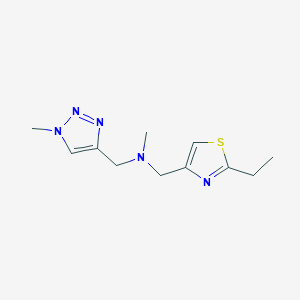 molecular formula C11H17N5S B6952168 N-[(2-ethyl-1,3-thiazol-4-yl)methyl]-N-methyl-1-(1-methyltriazol-4-yl)methanamine 