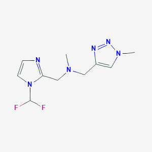 molecular formula C10H14F2N6 B6952232 N-[[1-(difluoromethyl)imidazol-2-yl]methyl]-N-methyl-1-(1-methyltriazol-4-yl)methanamine 