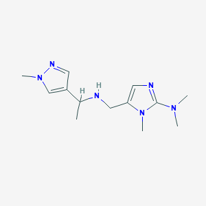 molecular formula C13H22N6 B6952308 N,N,1-trimethyl-5-[[1-(1-methylpyrazol-4-yl)ethylamino]methyl]imidazol-2-amine 