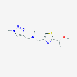 molecular formula C12H19N5OS B6952319 N-[[2-(1-methoxyethyl)-1,3-thiazol-4-yl]methyl]-N-methyl-1-(1-methyltriazol-4-yl)methanamine 
