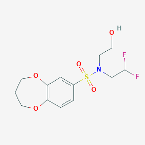 molecular formula C13H17F2NO5S B6952530 N-(2,2-difluoroethyl)-N-(2-hydroxyethyl)-3,4-dihydro-2H-1,5-benzodioxepine-7-sulfonamide 