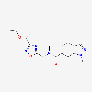 molecular formula C17H25N5O3 B6952868 N-[[3-(1-ethoxyethyl)-1,2,4-oxadiazol-5-yl]methyl]-N,1-dimethyl-4,5,6,7-tetrahydroindazole-6-carboxamide 