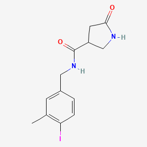molecular formula C13H15IN2O2 B6952889 N-[(4-iodo-3-methylphenyl)methyl]-5-oxopyrrolidine-3-carboxamide 