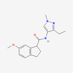 molecular formula C17H21N3O2 B6952934 N-(3-ethyl-1-methylpyrazol-4-yl)-6-methoxy-2,3-dihydro-1H-indene-1-carboxamide 