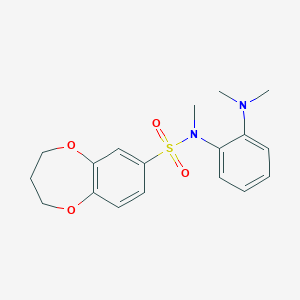 molecular formula C18H22N2O4S B6953008 N-[2-(dimethylamino)phenyl]-N-methyl-3,4-dihydro-2H-1,5-benzodioxepine-7-sulfonamide 