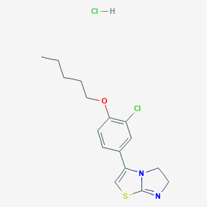 molecular formula C16H20Cl2N2OS B069531 Imidazo(2,1-b)thiazole, 5,6-dihydro-3-(3-chloro-4-(pentyloxy)phenyl)-, monohydrochloride CAS No. 160518-41-2