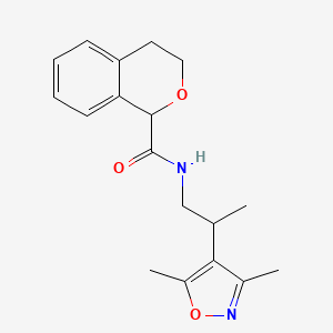molecular formula C18H22N2O3 B6953246 N-[2-(3,5-dimethyl-1,2-oxazol-4-yl)propyl]-3,4-dihydro-1H-isochromene-1-carboxamide 
